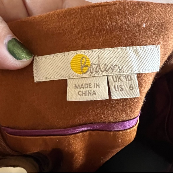 Boden A-Line Embroidered Brown Mini Skirt with Pockets Size US 6 - Picture 7 of 7